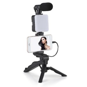 AY49 Smartphone Multi-function Fill Light Mirror Cross-border Live Beauty Light Microphone Clip Telescopic Selfie Stick Tripod
