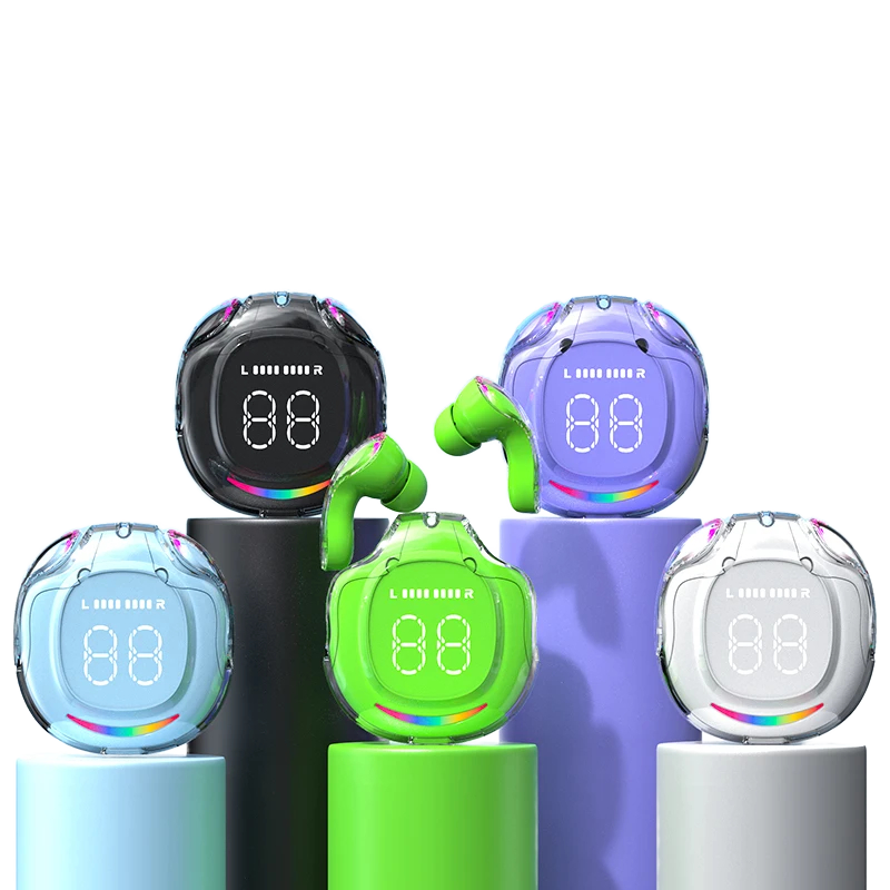 Air 40 Hotsale Wireless Earbuds BT5.0 Noise Cancelling HiFi Stereo Sport Headphones Digital Display Transparent Charging Case - Image 6