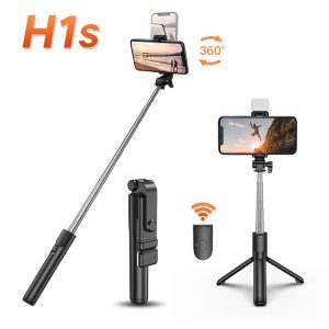 H1S Selfie Stick Tripod Led Light Phone Wireless Handheld Selfie Stick Stand