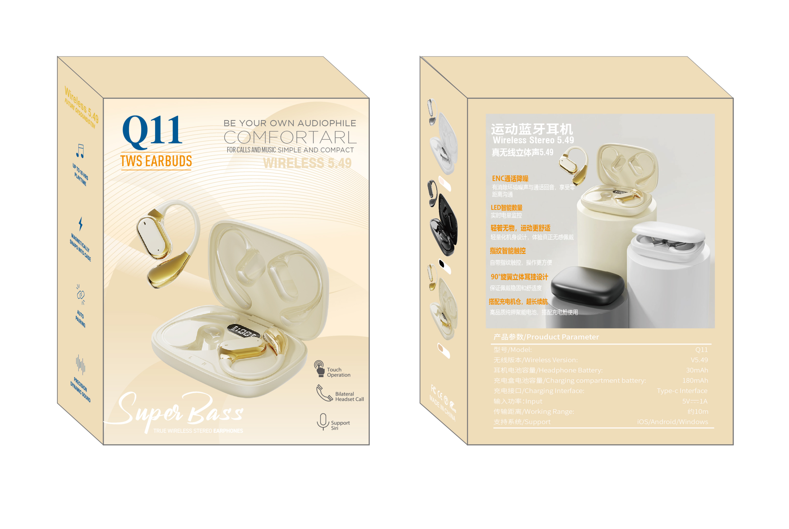 Q11 OWS Ear-Hook Wireless Sports Earbuds True Wireless Earphones with Panoramic Surround Sound and Game Music Mode - Image 4