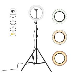 3Color 10/14/18/22 Inches Lamp Foldablel Adjustable Bracket Stander Audio Selfie Photo Video LED Ring Light 210CM Tripod Set