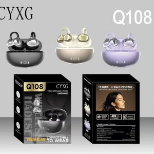 Q108 Ear Clip Electroplated Appearance Led Power Display True Wireless Earphones Waterproof Hd Call Bone Conduction Headphone