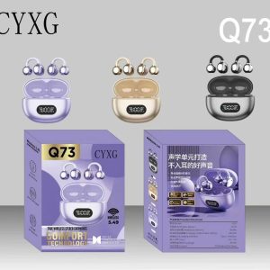Q73 Ear Clip Electroplated Appearance Led Power Display True Wireless Earphones Waterproof Hd Call Bone Conduction Headphone